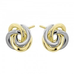 9ct Yellow & White Gold 10mm Knot Earrings
