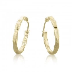 9ct Yellow Gold 24mm Twisted Hoop Earrings