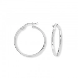 9ct White Gold Square Profile Hoop Earrings