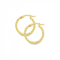 9ct Yellow Gold Medium Twisted Hoop Style Earrings