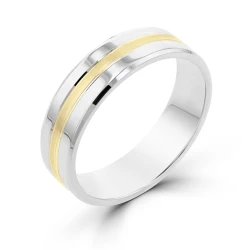 9ct White & Yellow Gold 6mm Wedding Ring