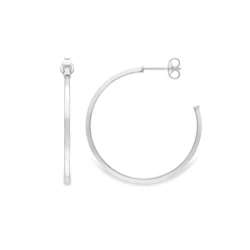 9ct White Gold 30mm Fine Hoops