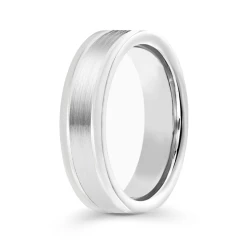9ct White Gold 5mm Satin & Polish Patterened Wedding Ring