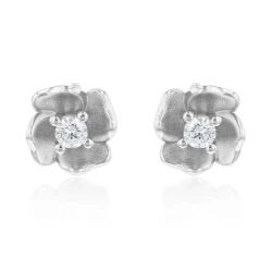 9ct White Gold & Diamond Blossom Earrings