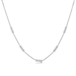 9ct White Gold Chain & Block Link Necklace