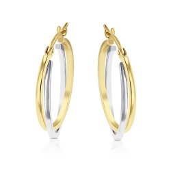 9ct Yellow & White Gold 25mm Hoops