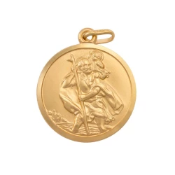 9ct Yellow Gold 14 x 14mm Round St Christopher