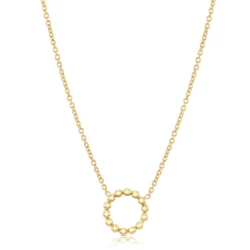 9ct Yellow Gold Beaded Circle Pendant Necklace