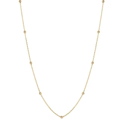 9ct Yellow Gold Fine Ball Station Chain Necklace