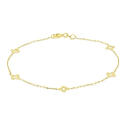 9ct Yellow Gold Flower & Chain Bracelet