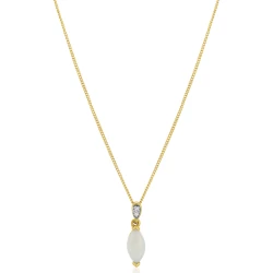 9ct Yellow Gold Marquise Opal & Diamond Necklace