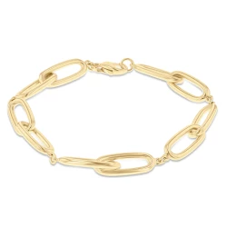 9ct Yellow Gold 7.75" Oblong Link Bracelet
