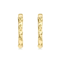 9ct Yellow Gold Twisty Design Hoop Earrings