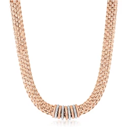 Fope Panorama Rose Gold Necklace with Diamond Pave