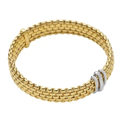 Fope Panorama Yellow Gold Flex'it Bracelet with Diamonds