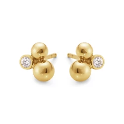 Georg Jensen Moonlight Grapes Yellow Gold & Diamond Earrings