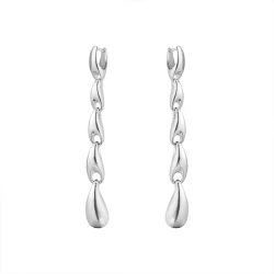 Georg Jensen Silver Reflect Long Drop Style Earrings - 652