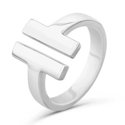 Silver Double T Ring