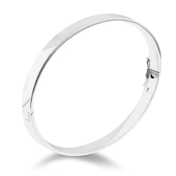 Silver 6mm Concave Oval Bangle