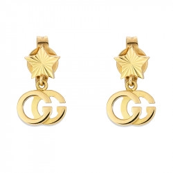 Gucci GG Running Yellow Gold Star Earrings