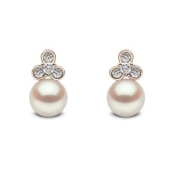 Yoko London Trend 18ct Yellow Gold Freshwater Pearl & Diamond Earrings