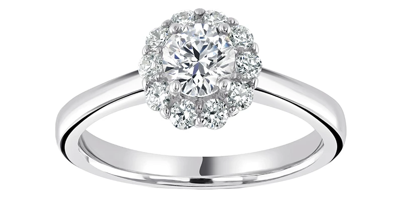 Cluster diamond engagement ring