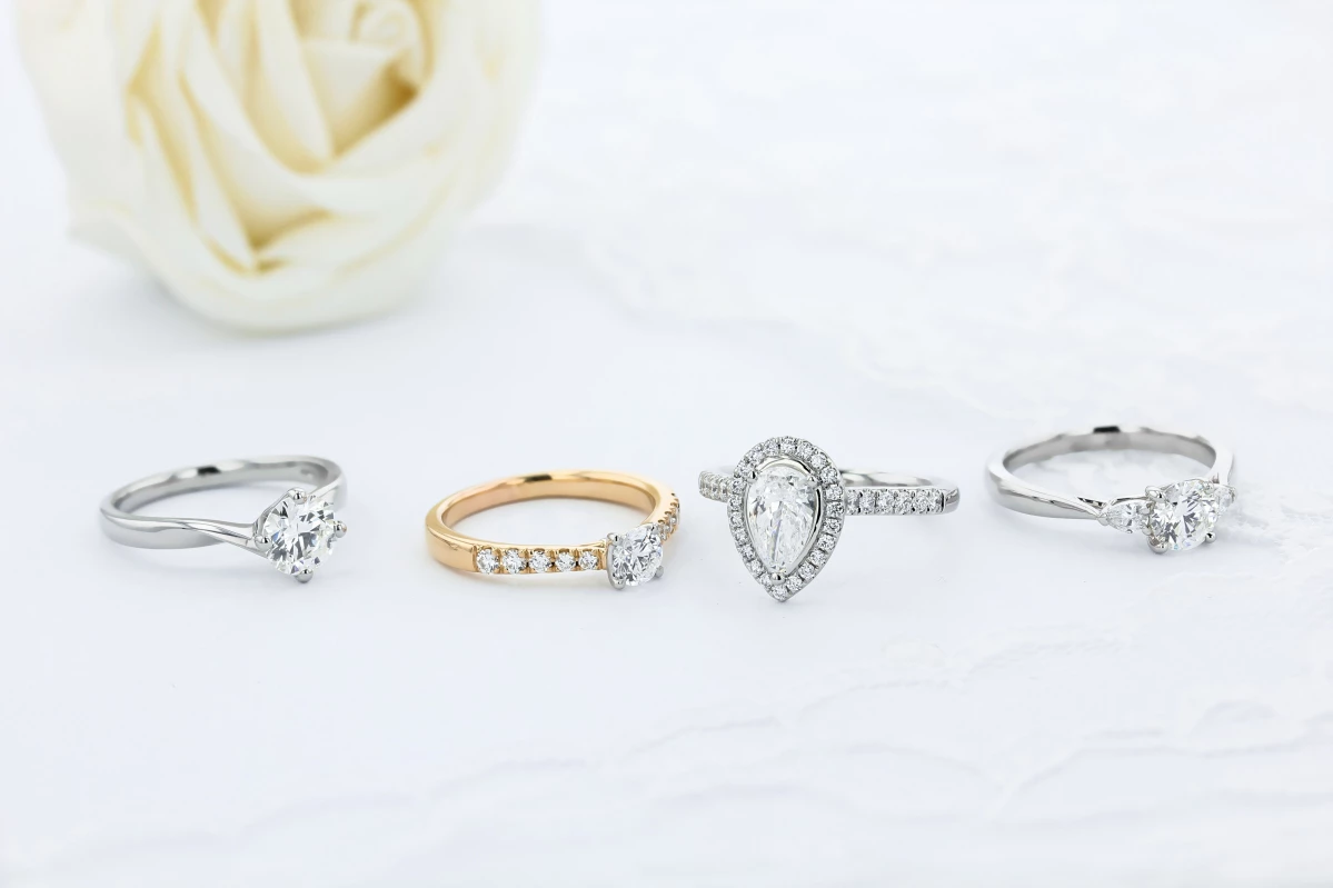 Different styles of engagement rings