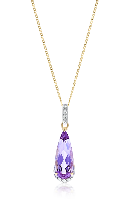 Amethyst pear and diamond necklace