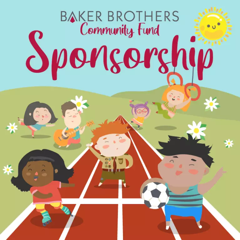 Baker Brothers community fund sponsorship illustration page button
