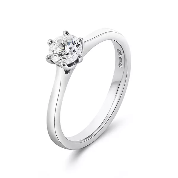 Platinum six claw solitaire diamond engagement ring - click to see our full range of solitaire engagement rings