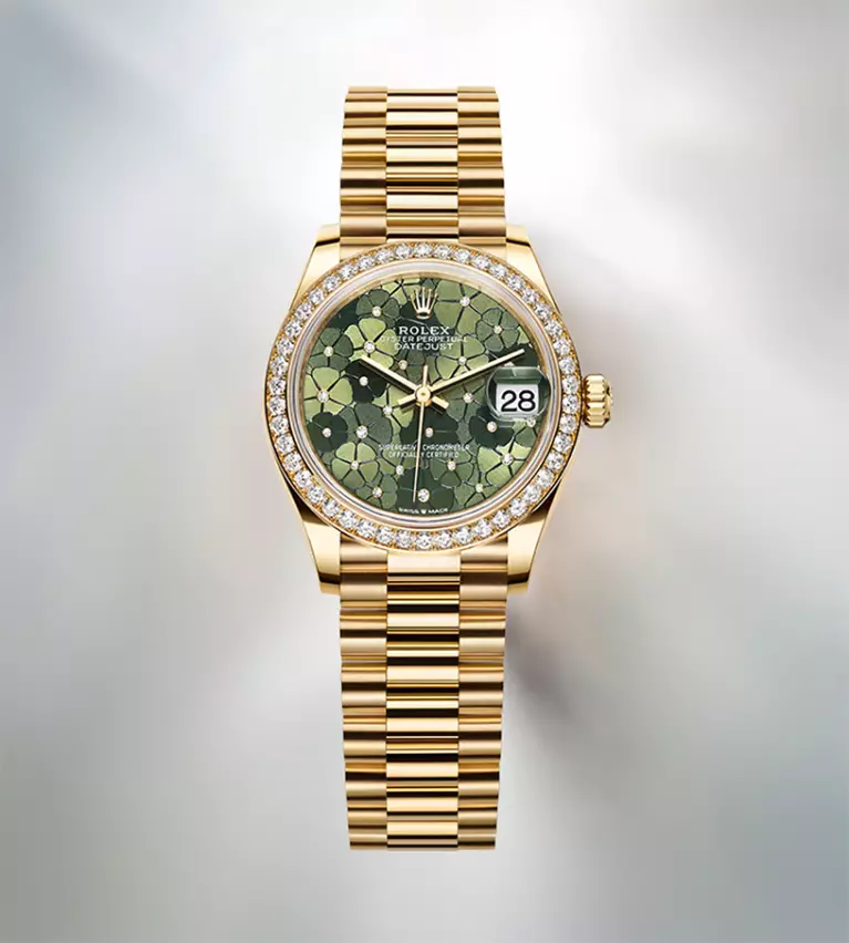 Rolex's new version Datejust 31 with olive green floral motif dial