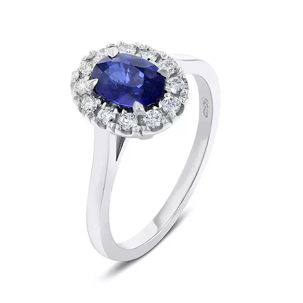 Sapphire and diamond cluster engagement ring - click to see more cluster style engagement rings