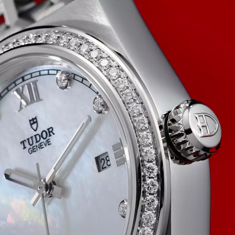 TUDOR Royal Mother-of-pearl dial and diamond bezel.