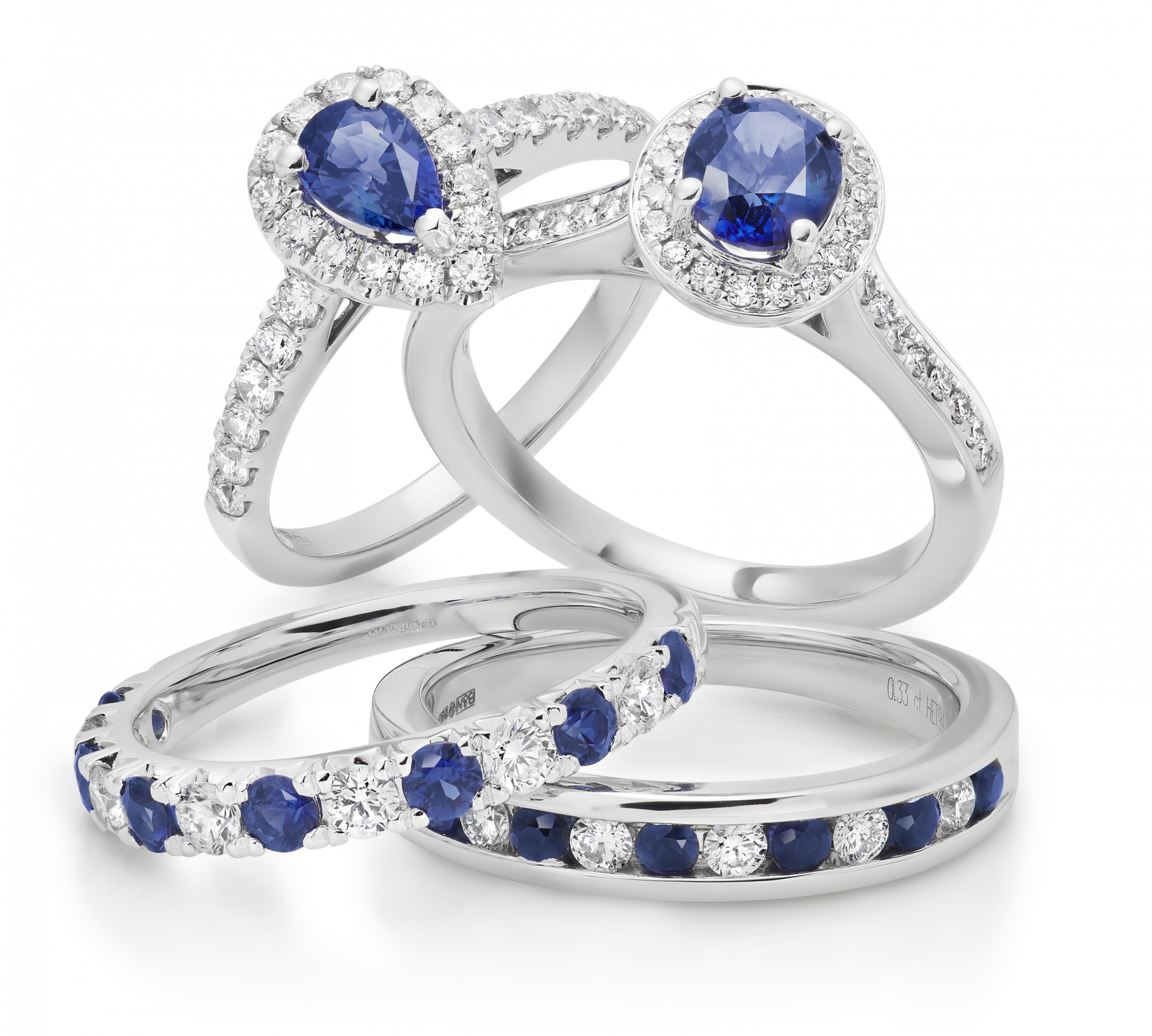 18ct White Gold Sapphire & Diamond ring collection