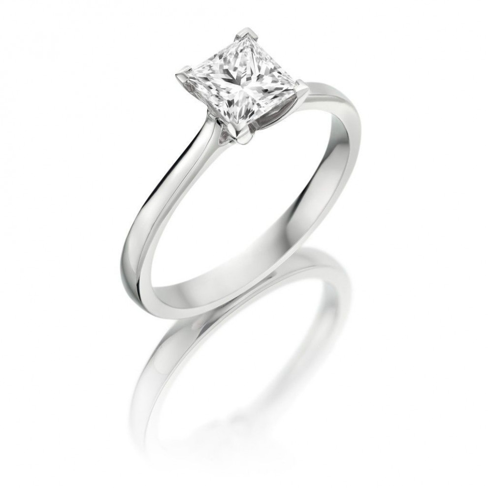 Freya Collection Platinum & Princess Cut Diamond Solitaire Engagement Ring - 0.40ct