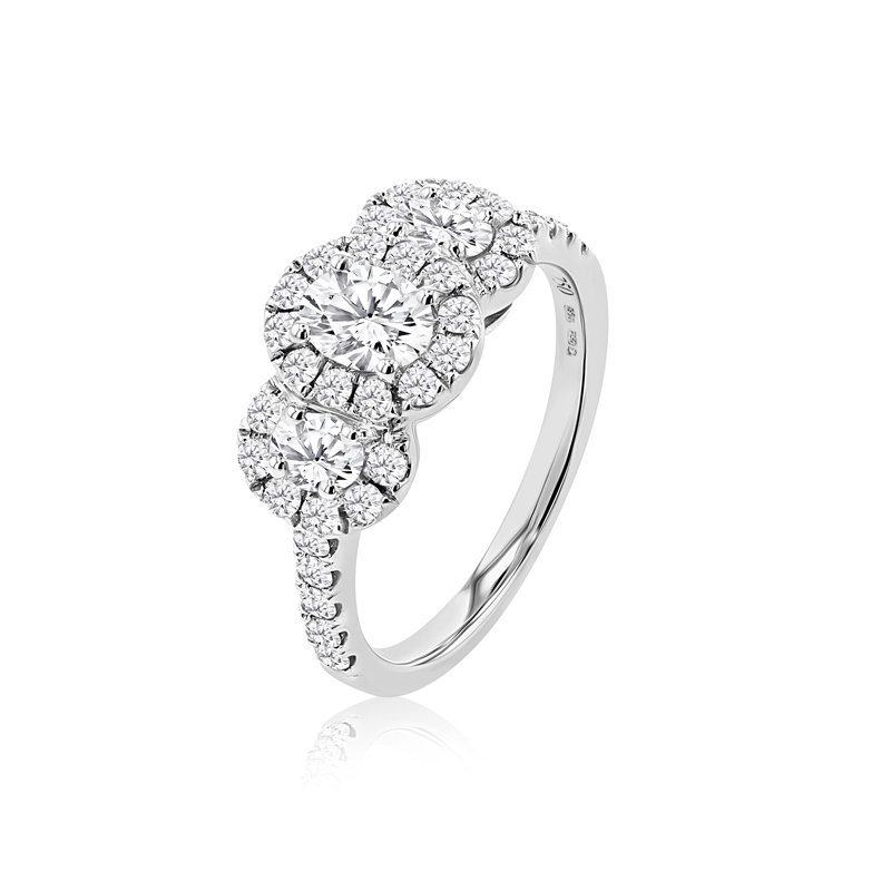 18ct White Gold Three Oval Cluster Ring