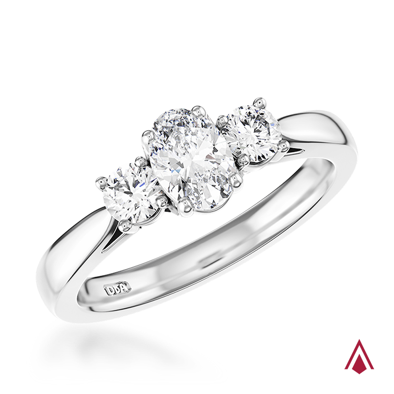 Platinum Royal Oval & Brilliant Cut Diamond Engagement Ring