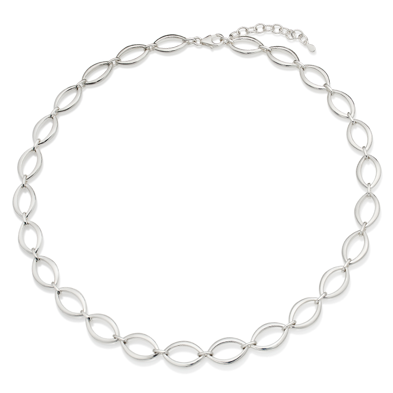 Silver Open Marquise Link Necklace