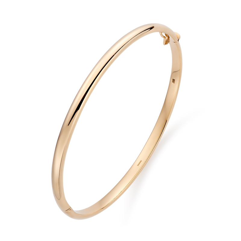 9ct Yellow Gold 4mm Oval Bangle