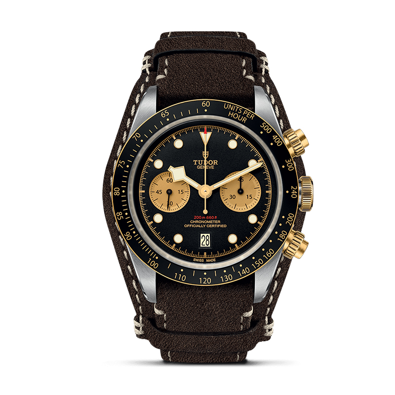 TUDOR Black Bay S&G Chronograph Black Dial Strap Watch