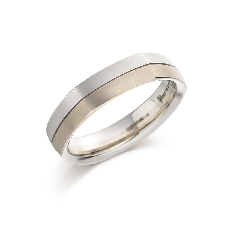 Christian Bauer Platinum & 18ct Gold Hexagonal Wedding Ring