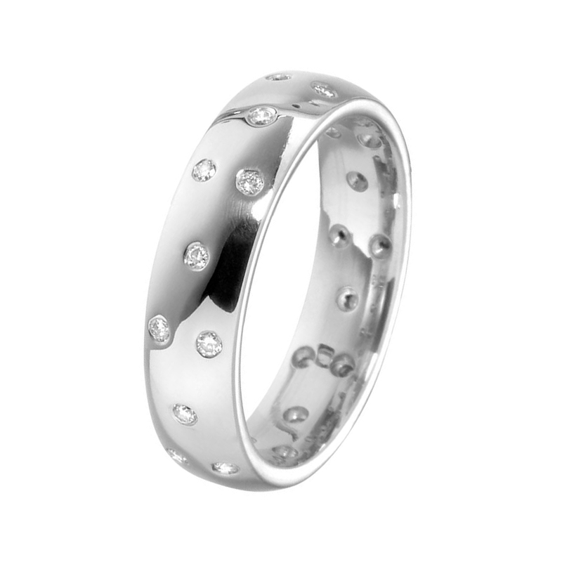 Ladies 18ct White Gold & Scattered Diamond Band