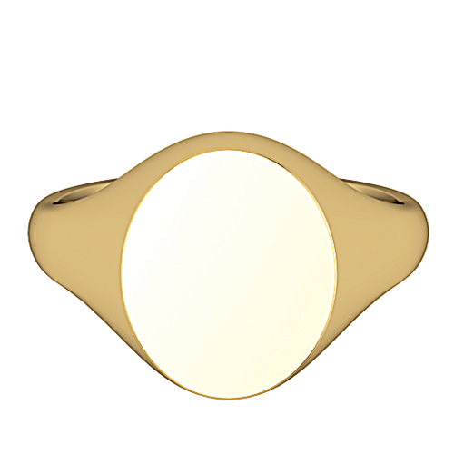 9ct Yellow Gold Oval Signet Ring - 13 x 10mm