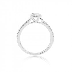 Platinum & Diamond Emerald Cut Halo Ring