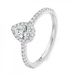 Platinum & Pear Cut Diamond Halo Style Ring - 0.24ct