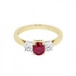 18ct Gold Ruby & Diamond Triology Style Ring