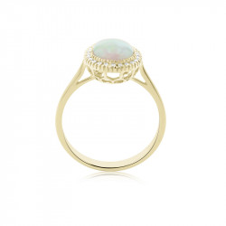 18ct Yellow Gold Pear Shaped Opal & Diamond Cluster Ring