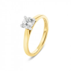 Grace Collection 18ct Yellow Gold & Platinum Diamond Engagement Ring - 0.71ct