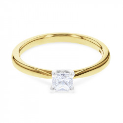 18ct Yellow & White Gold Princess Cut Diamond Engagement Ring - 0.38ct