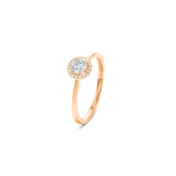 18ct Rose Gold Brilliant Cut Halo Style Engagement Ring - 0.34ct 